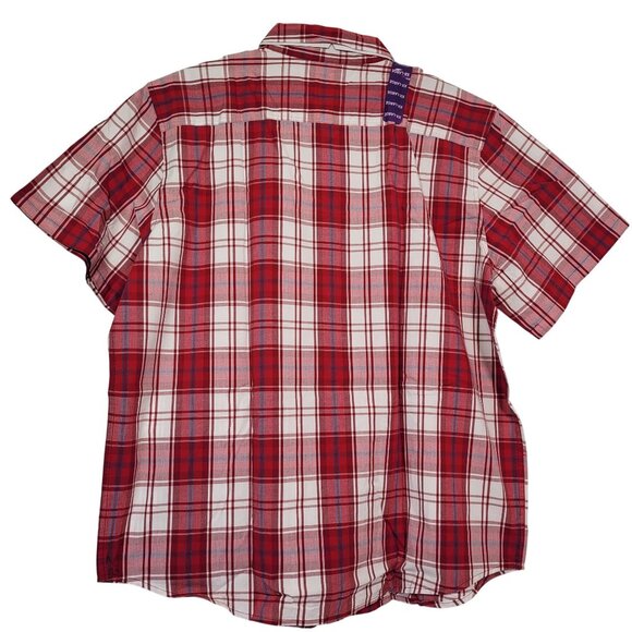 GAP Men's Red Plaid Short Sleeve Button-Up Cotton Poplin Shirt Size XX-Large - Picture 2 of 12